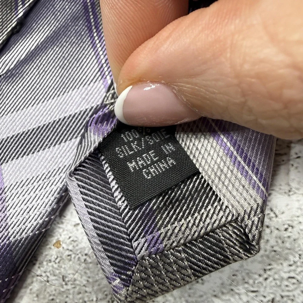 Ck Calvin Klein Silk Tie Mens One Size Purple‎ Plaid Made In China Necktie
